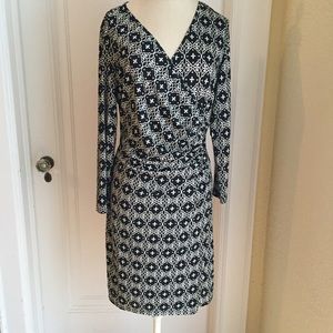 Last Call!!! Black Print Surplice Dress